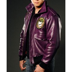 Joker Goon Purple Bomber Leather Jacket