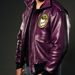 Joker Goon Purple Bomber Leather Jacket