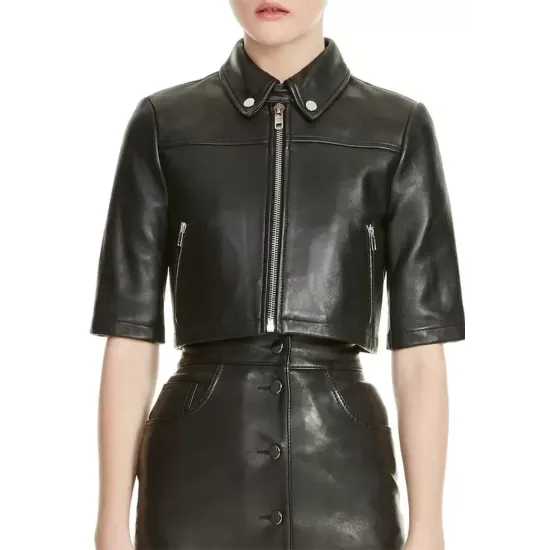 Liza Lapira The Equalizer Cropped Leather Jacket