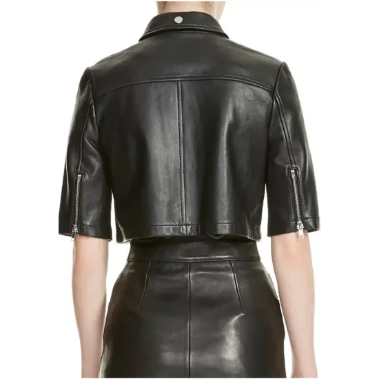 Liza Lapira The Equalizer Cropped Leather Jacket