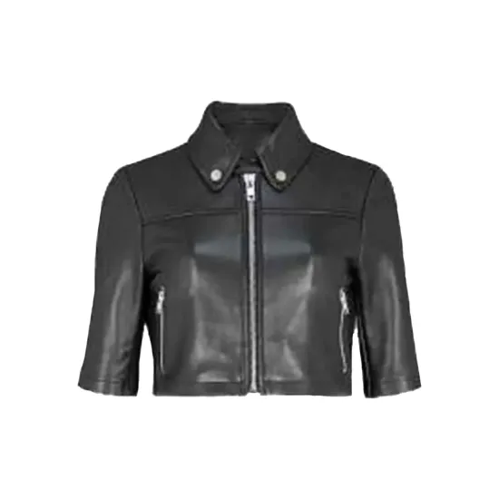 Liza Lapira The Equalizer Cropped Leather Jacket