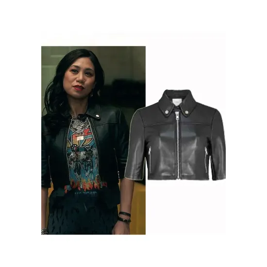 Liza Lapira The Equalizer Cropped Leather Jacket