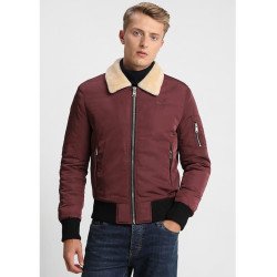 Red Fur Mouton Varsity Bomber Jacket