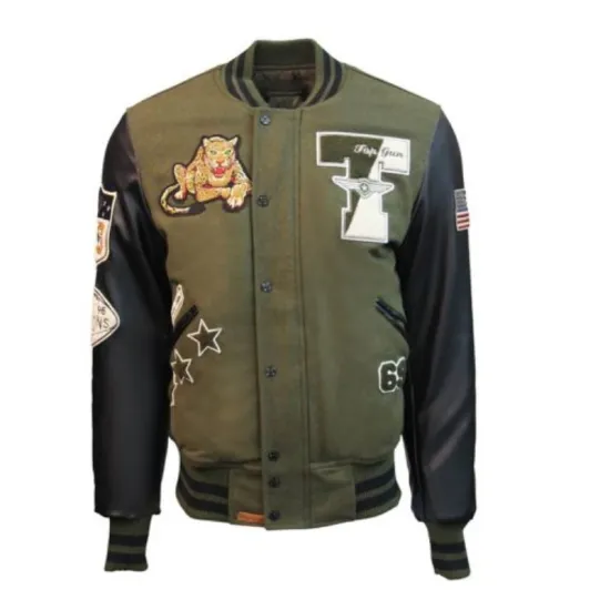 Top Gun Leopard Olive Wool Jacket