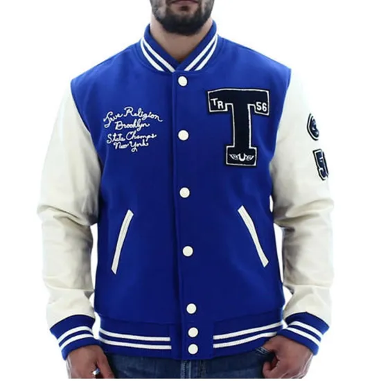 True Religion Mens Varsity Letterman Jacket