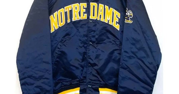 University of Notre Dame 90's Blue Bomber Satin Jacket