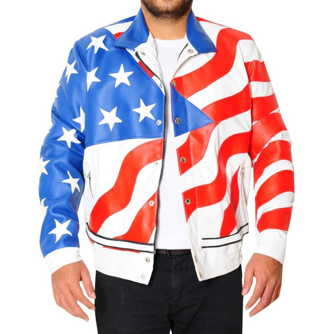 Rapper Vanilla Ice American Flag Leather Jacket - Films Jackets