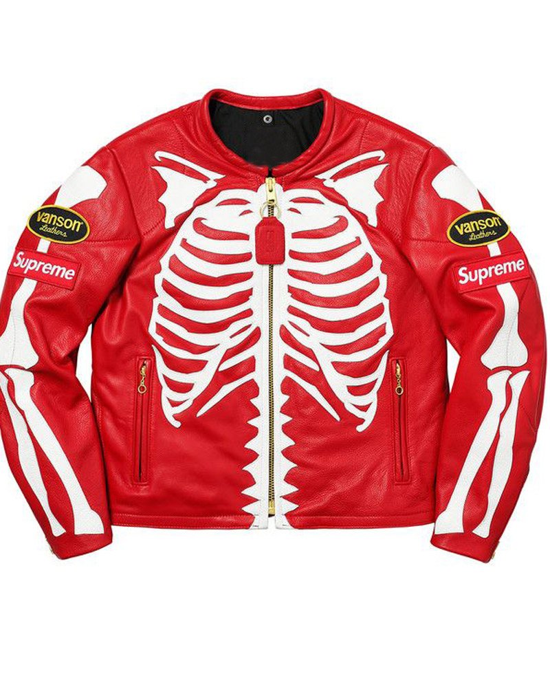 Men's Vanson Bones Supreme Red Skeleton Jacket - Films Jackets