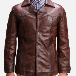 Vincent Alley Button Closure Brown Jacket