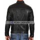 Men's Buckle Tab Collar White Stitched Leather Jacket