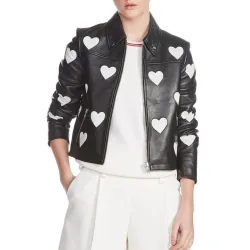 Women Maje Heart Motorcycle Leather Jacket