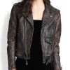 Women's Moto Asymmetrical Distressed Leather Jacket