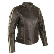 Women's Motorcycle Dark Brown Cafe Racer Leather Jacket