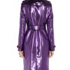 Women's Metallic Purple Trench Coat