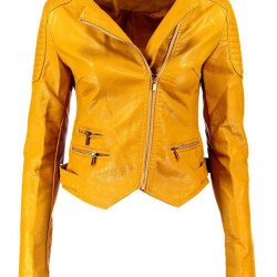 Women's El Paso Yellow Leather Biker Jacket