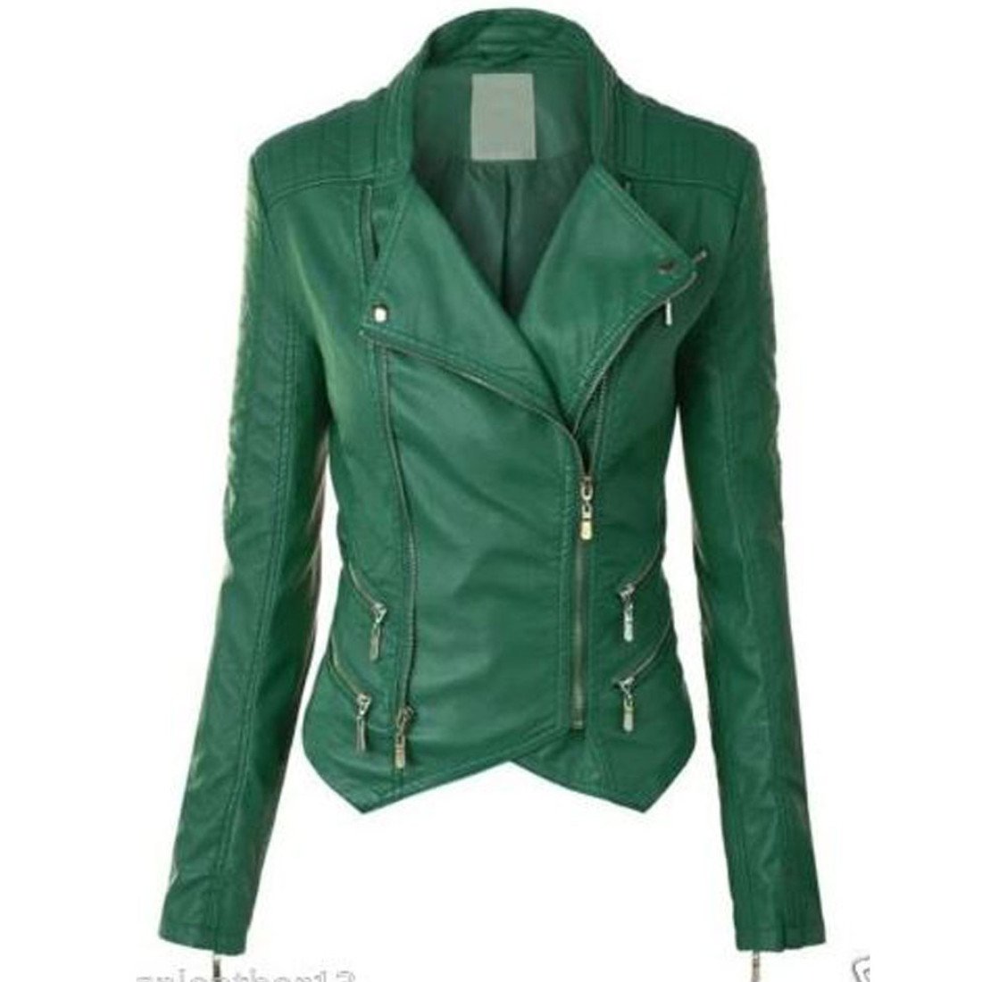 Womens Fj091 Asymmetrical Zipper Green Leather Biker Jacket Films Jackets 2112