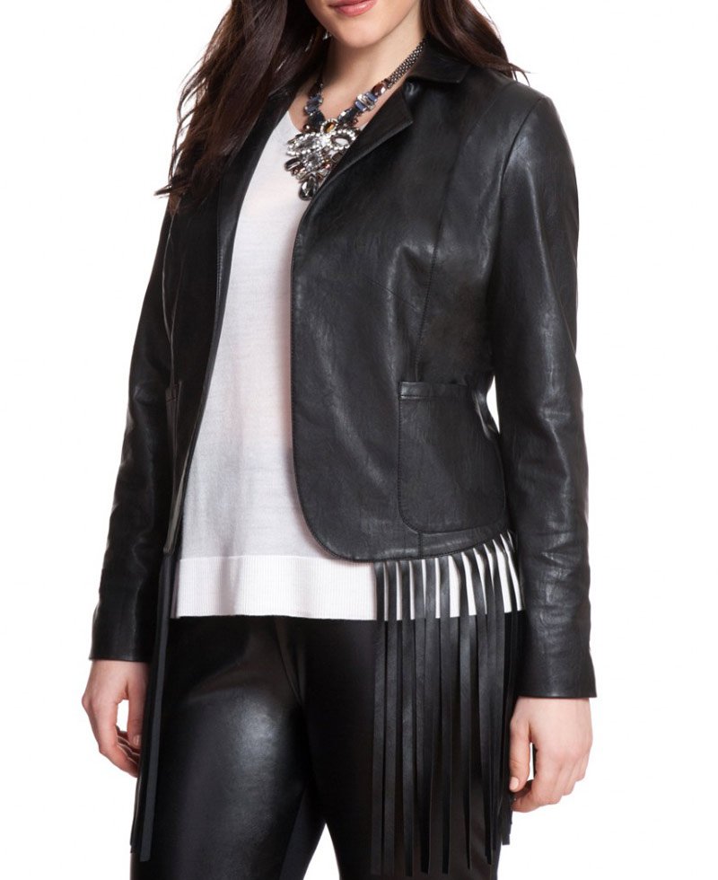 plus size fringe leather jacket