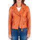 Women's Asymmetrical Motorcycle Orange Jacket