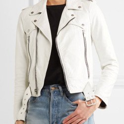 Rockford Women's White Leather Motorcycle Jacket