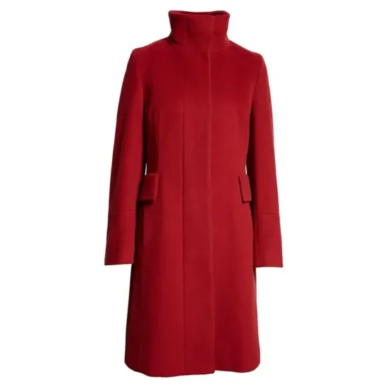 Women’s Stand Collar Akris Punto Red Coat