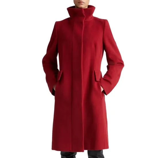 Women’s Stand Collar Akris Punto Red Coat