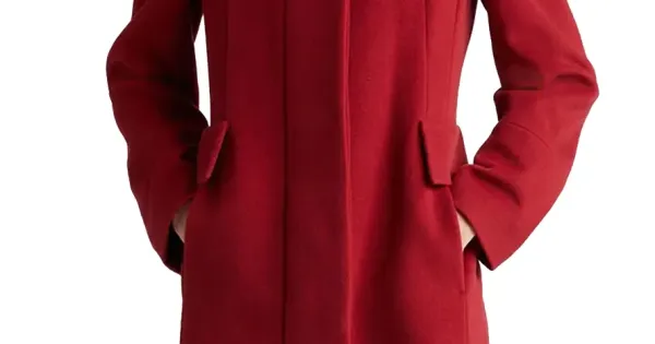 Wool Stand Collar Women's Akris Punto Red Coat