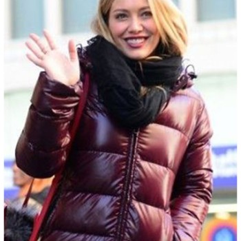 Younger Hilary Duff Puffer Maroon Jacket