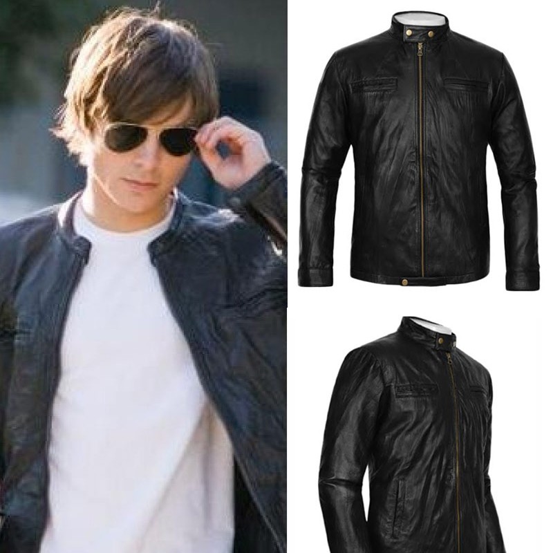 Zac Efron Wrinkled Washed 17 Again Leather Jacket