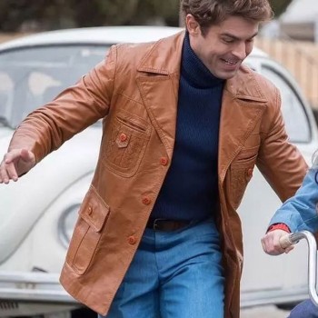 Zac Efron Extremely Wicked Tan Brown Leather Jacket