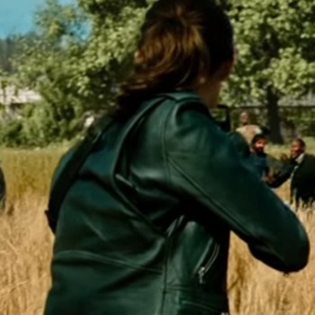 Zombieland Double Tap Emma Stone Green Leather Asymmetrical Jacket