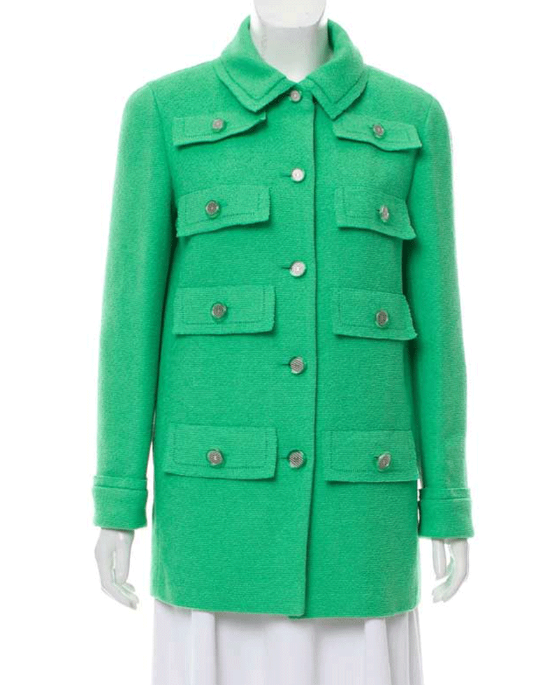 Emily in Paris Lily Collins Sea Green Wool Coat