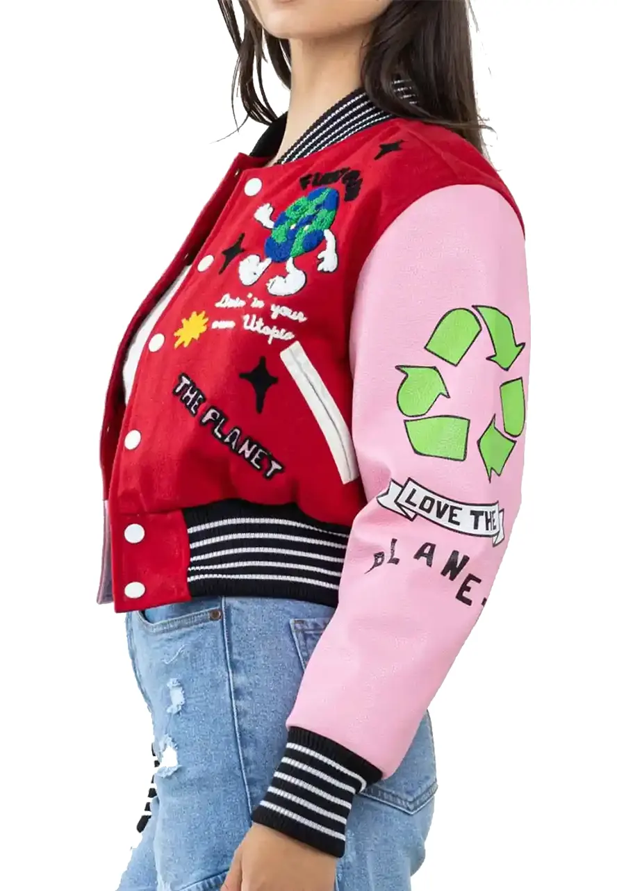 Love Planet Cropped Varsity Jacket