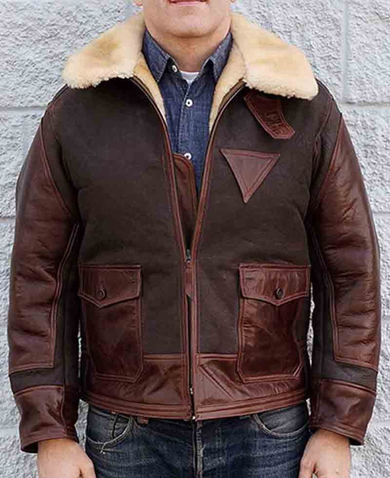 Men's Shearling Flight Brown Leather AN-J-4 Jacket - Films Jackets