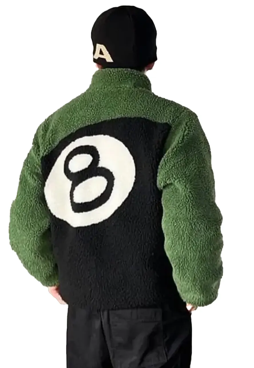 Stussy 8 Ball Sherpa Green Fleece Jacket