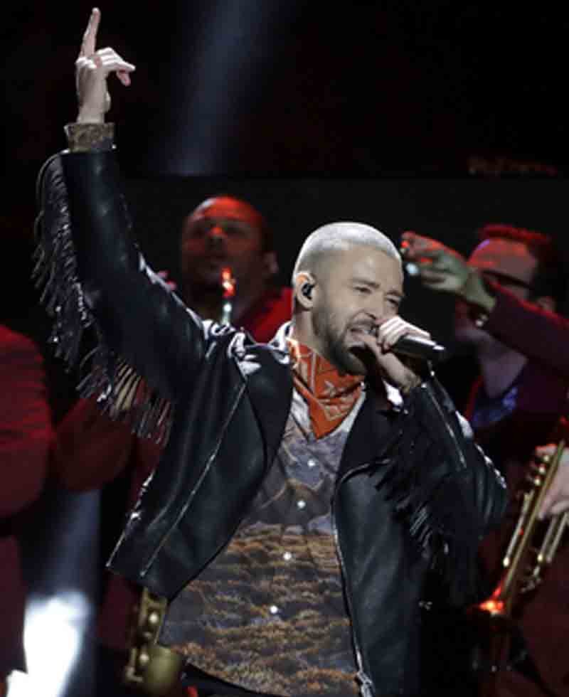 Super Bowl Lii Halftime Justin Timberlake Black Leather Jacket