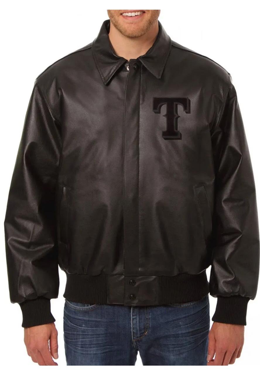 Texas Rangers Black Leather Jacket