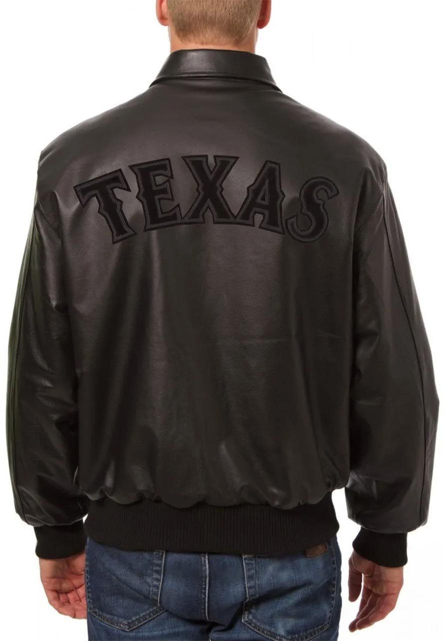 Texas Rangers Black Leather Jacket