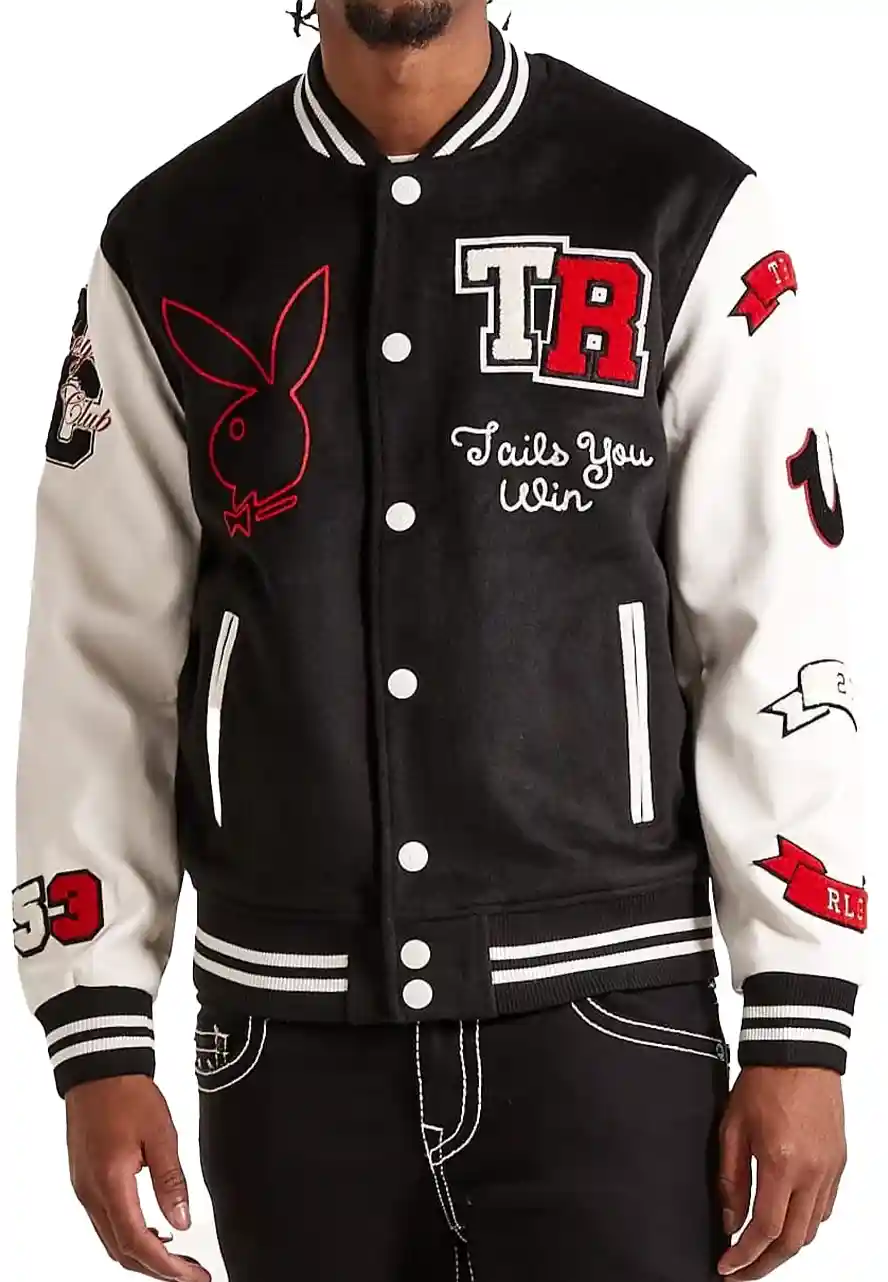True Religion Playboy Bunny Varsity Jacket