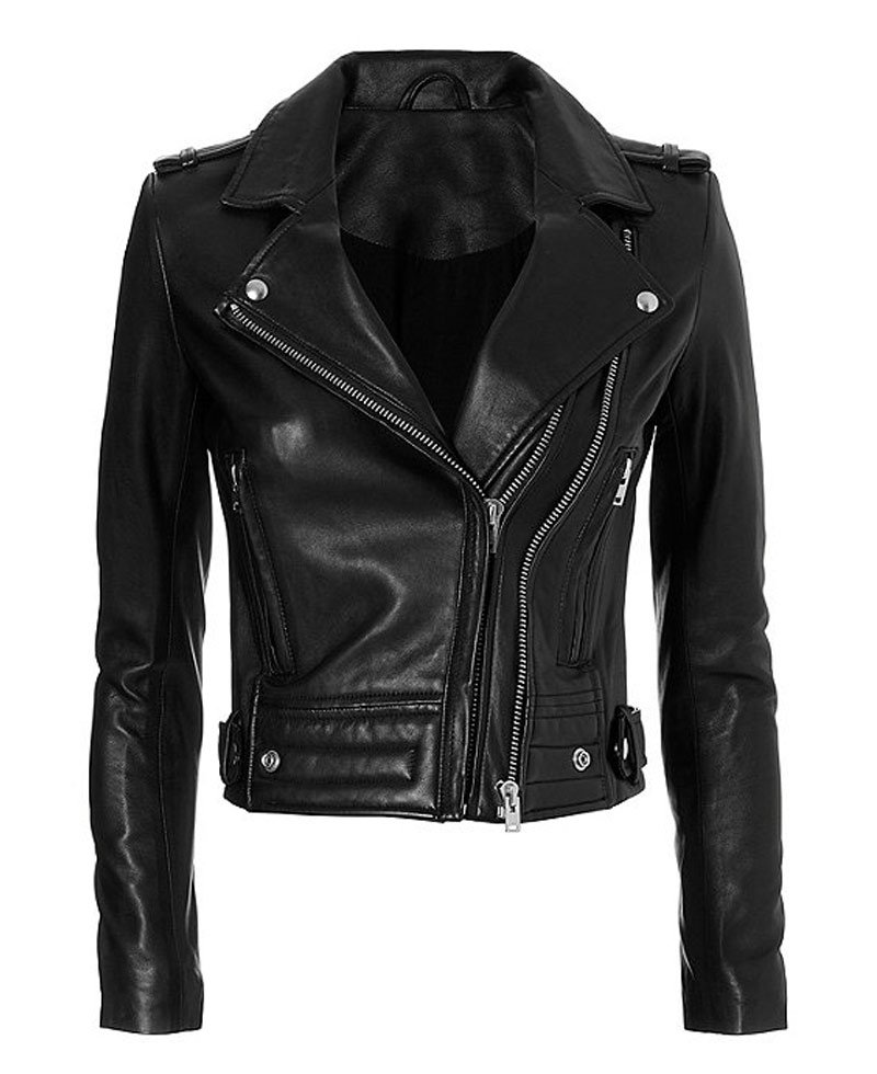 Womens Las Vegas Black Leather Biker Jacket - Films Jackets